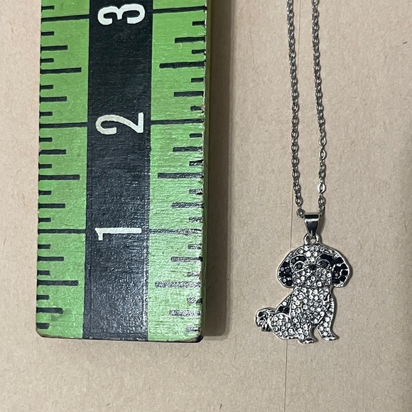 Shih Tzu Necklace Crystal Pave Puppy Pendant - Silver Tone with display Dog - Picture 7 of 11